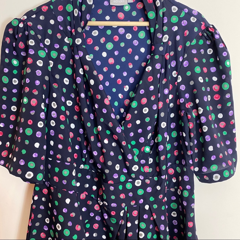 Eshakti navy Blue and white top poka dots size 1X - Picture 6 of 8